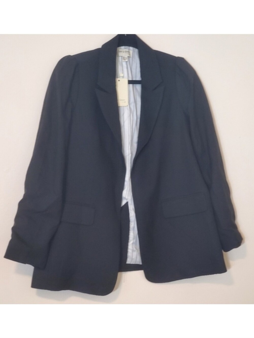 Classic Black Career Blazer Jacket Open Front Underlined Small New